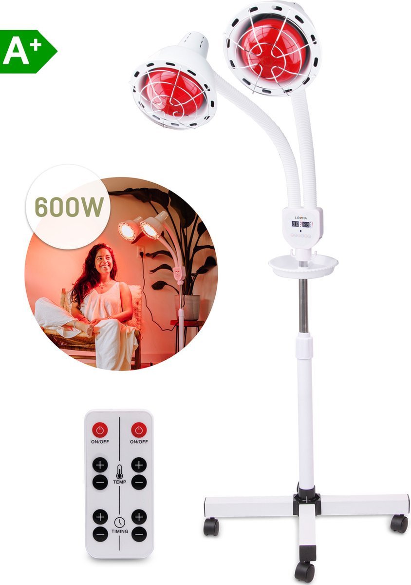 Infraroodlamp op voet als nieuw dubbele kop
