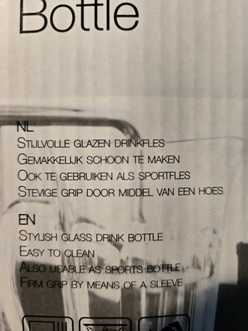 SENZA drinkfles van glas, 2 stuks Nieuw