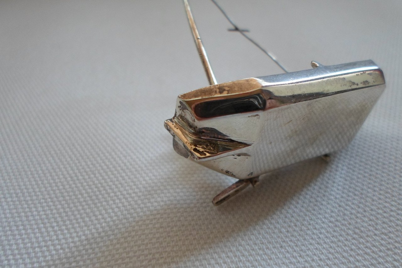 Zilver Miniatuur Visser Boot Hengel