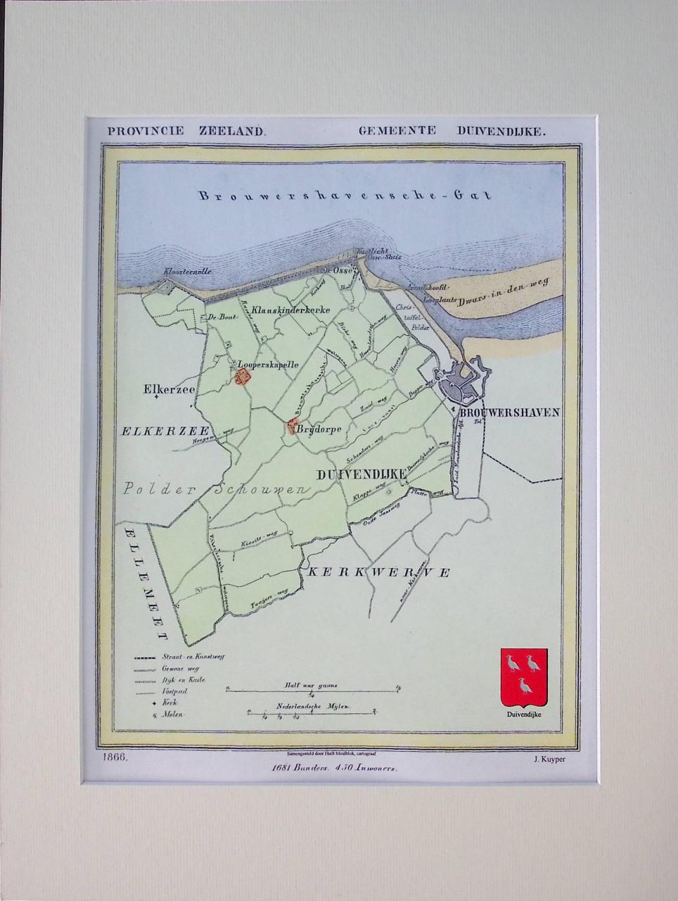 Historische Gemeentekaartjes Schouwen-Duieland van J. Kuyper