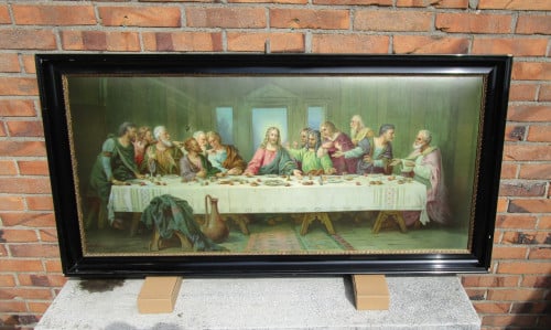 Prent van Het laatste avondmaal in een mooie zwarte lijst.