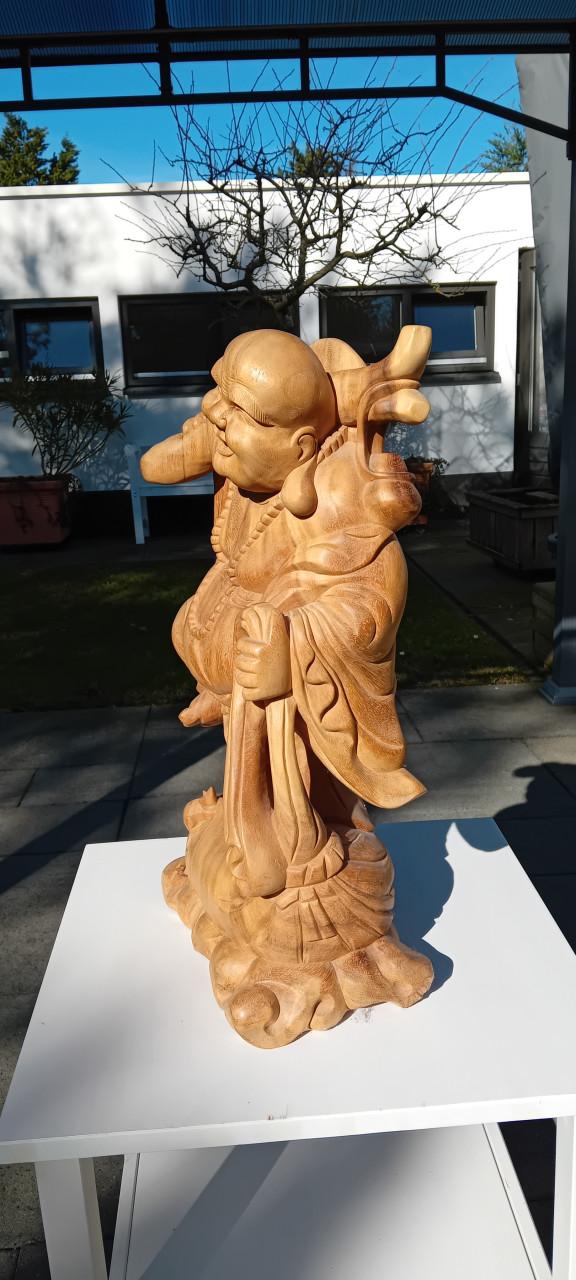 Massief houten staande boeddha uit bali