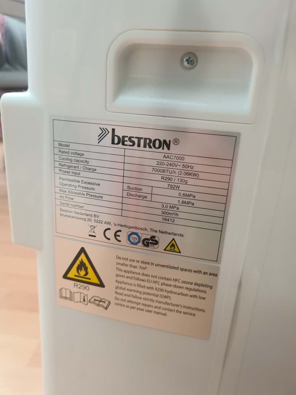 Sterke Mobiele airco 7000 BTU met timer & slaapstand – weinig gebruikt