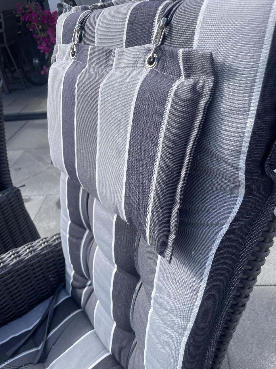 Tuinset met 6 stoelen en dikke kussens verstelbare stoelen