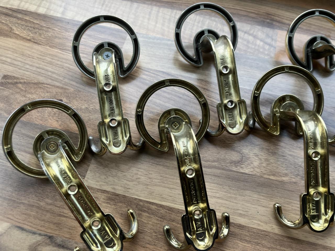 Vintage messing kapstokhaken 7st