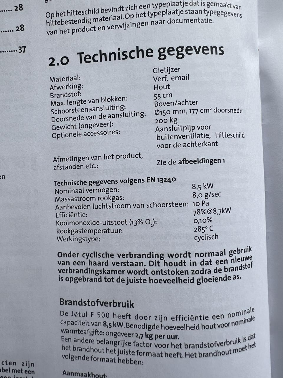 Houtkachel geschikt voor hout tot 55 cm