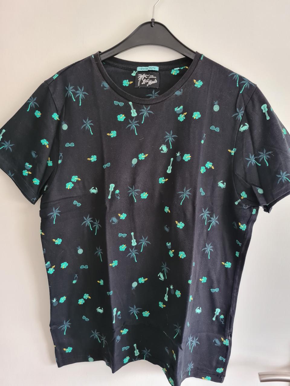 Lost Minds zwart, blauw print shirt  Maat XL