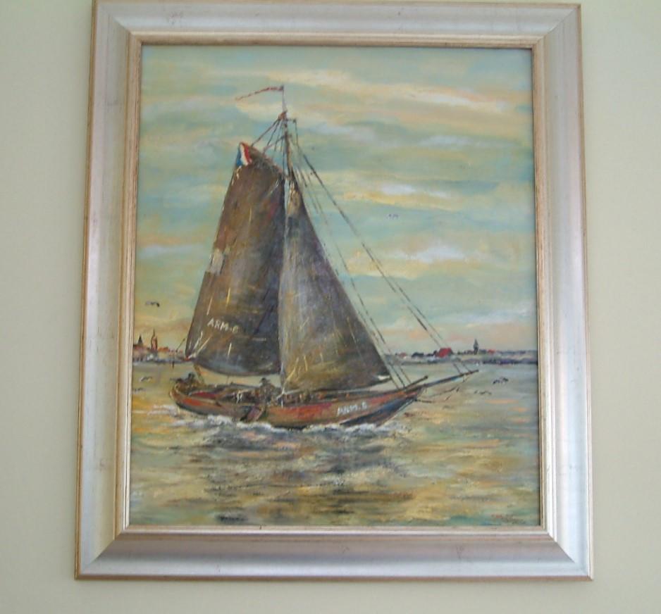 Oudere vissers zeil schepen  jac caljouw  schilderijen Arnemuiden