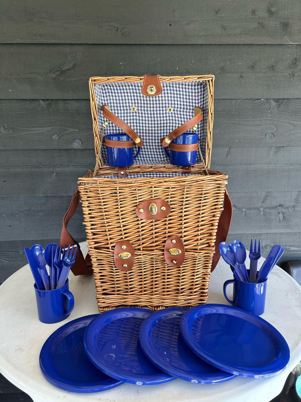 Rieten picknick mand voor 4 personen