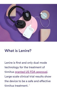 Tinnitus treatment device. Lenire.
