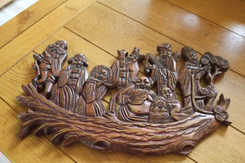 Houten paneel,,De 8 muzikanten