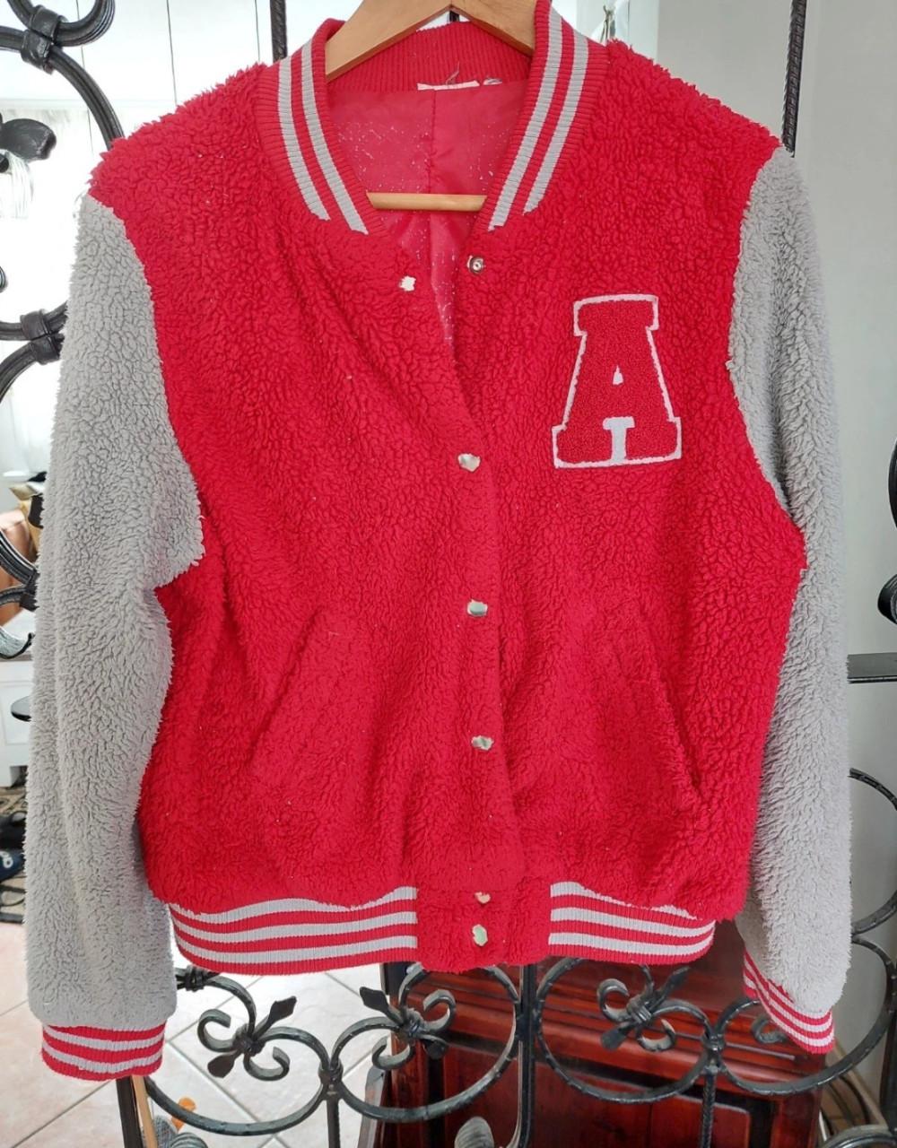 Dames baseball jack mt m/l rood&grijs