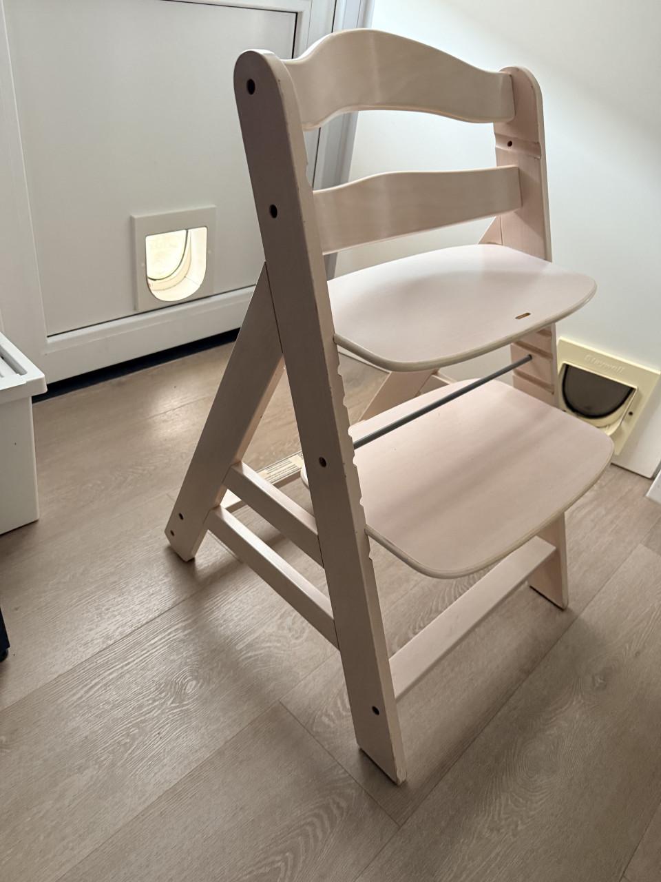 Hauck houten kinderstoel meegroeidtoel whitewash