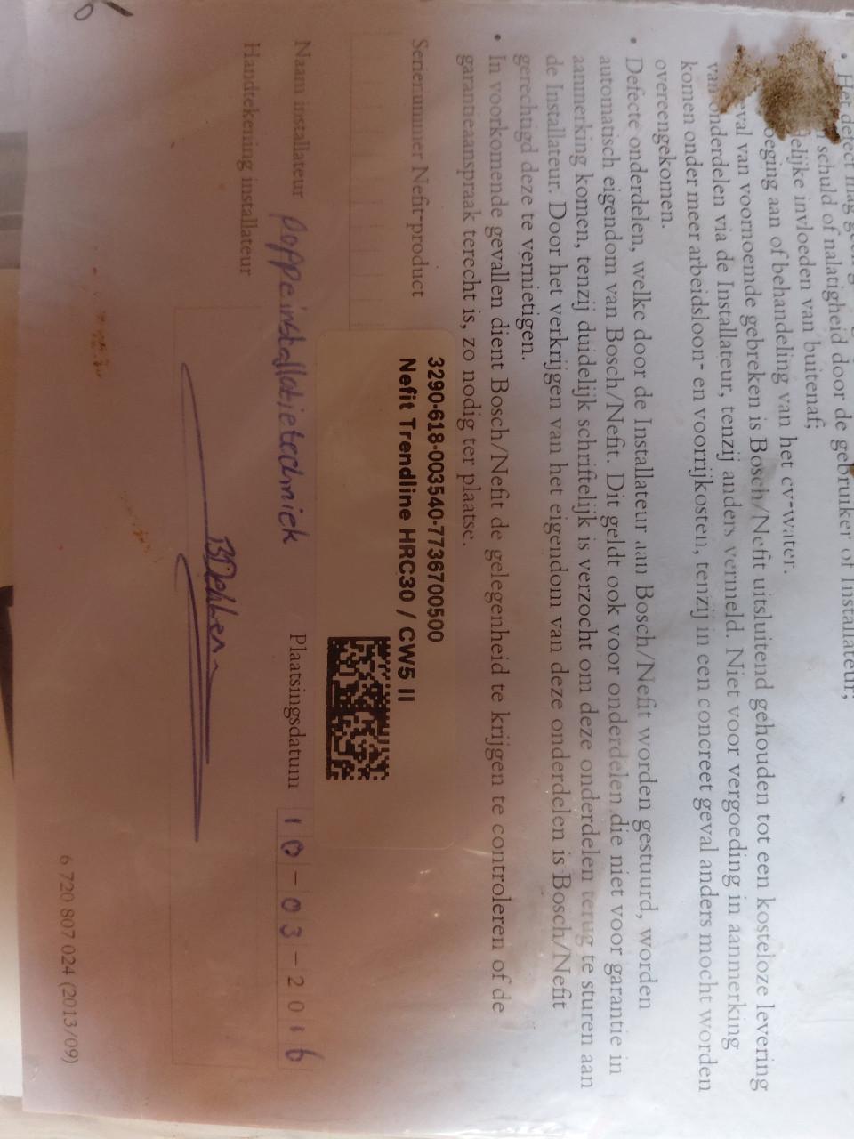 CV ketel Nefit Trendline HRC 30 Combi 2016