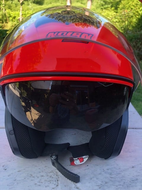 Nolan motorhelm, fel oranje hoofdmaat 61