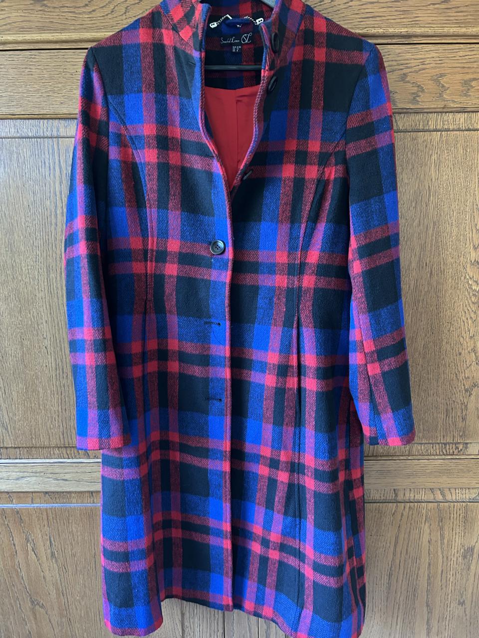 Mooie blauw/rood geruite mantel van Smashed Lemon, maat 38
