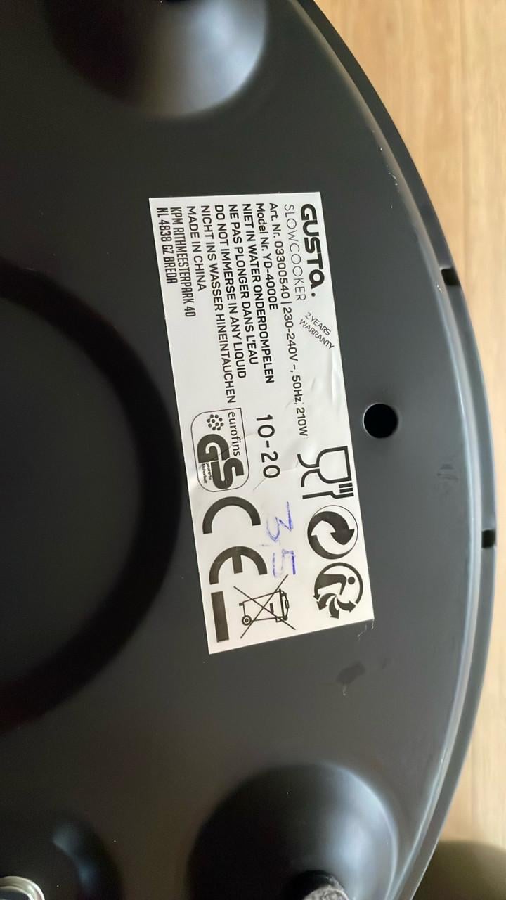 Slowcooker Gusta 3,5 l  + kookboek