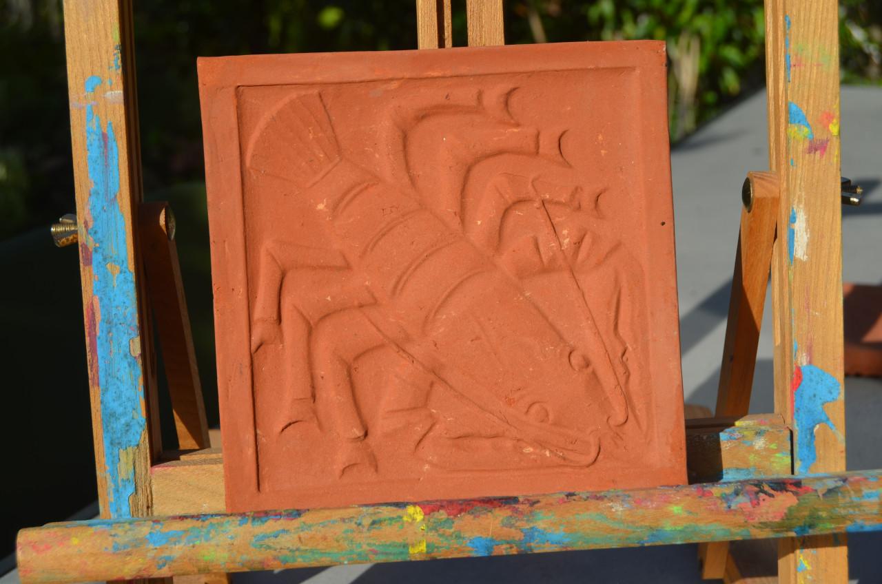 Verschillende terracotta tegels Sterrenbeelden/ Zodiac