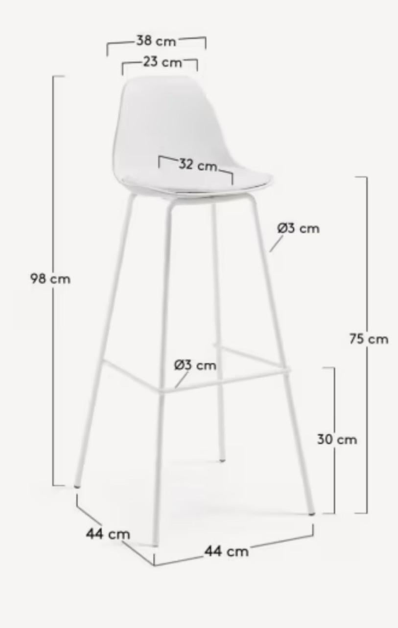 Barkruk, wit/metaal 4 stuks