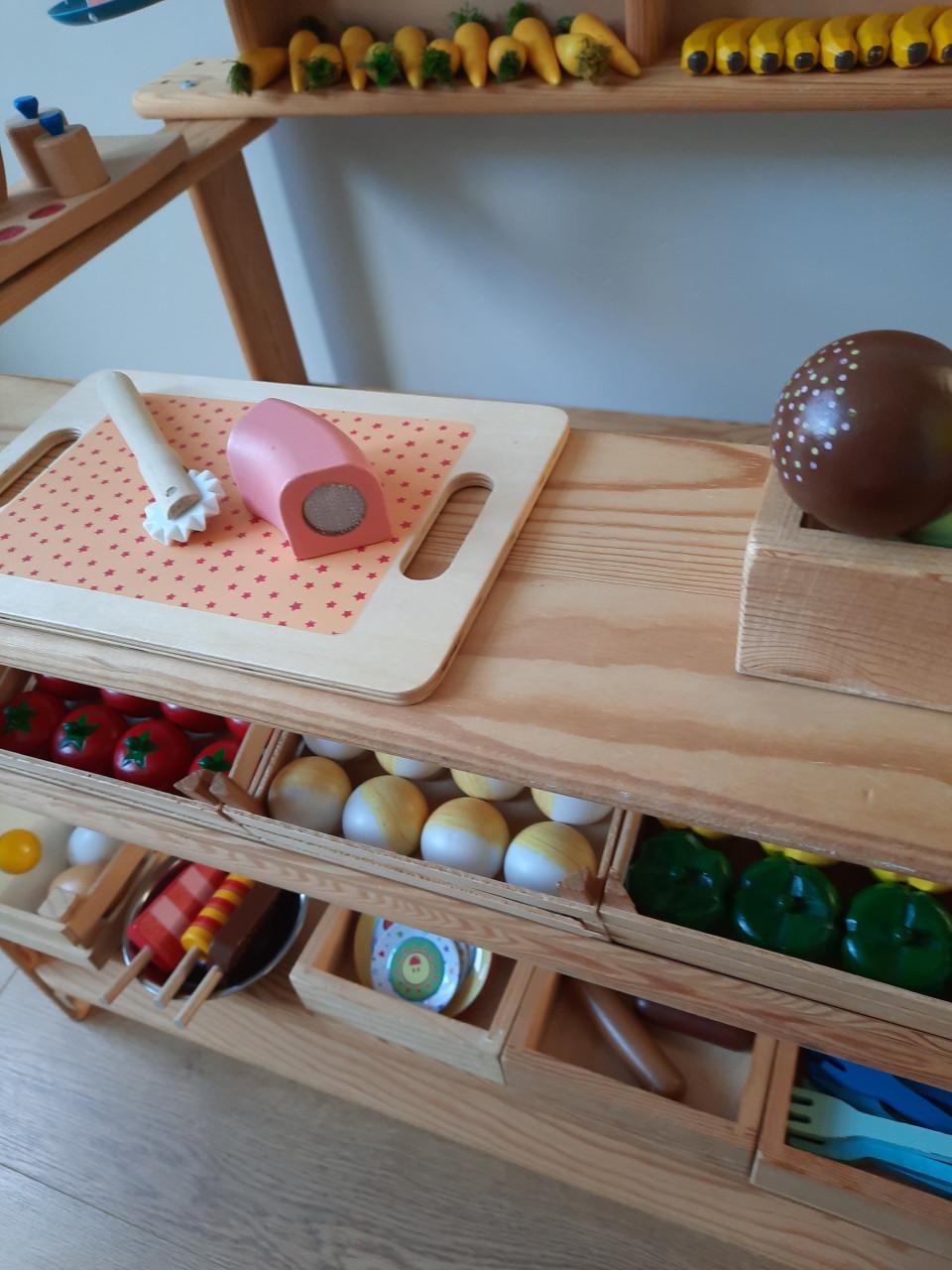 Groentekraampje winkel speelgoed hout met toebehoren