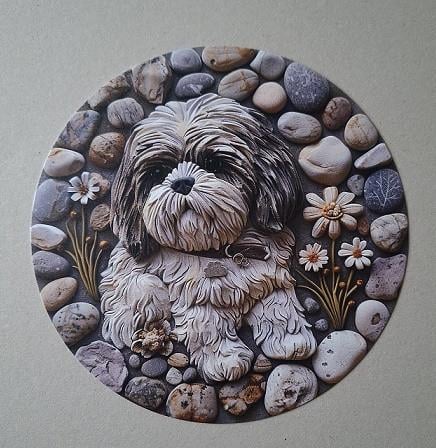 Metalen Bord met Shih Tzu
