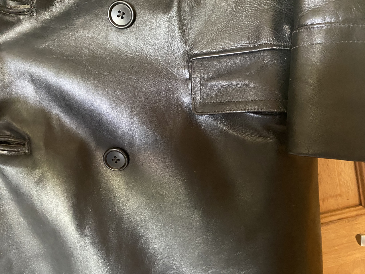 Lange zware vintage leren jas, xl/xxl, motor solex brommer