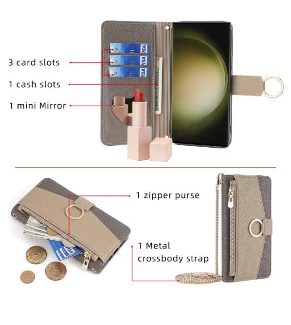 Samsung Galaxy S24 Ultra S24 PLus- Flip Cover met Metalen ketting