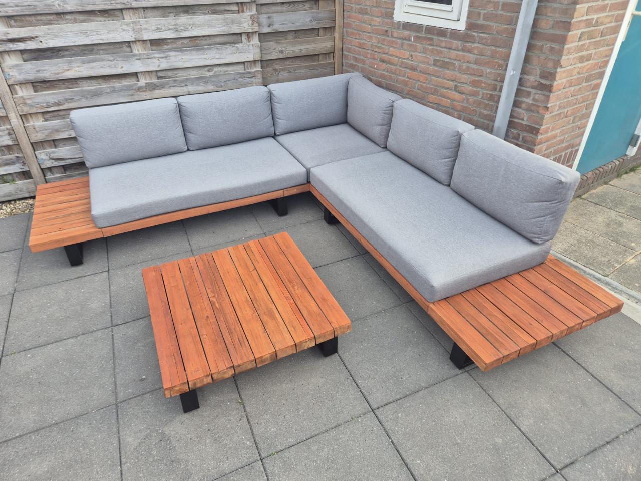 Aluminium/Hout Loungeset 255 x 255 cm (Bezorging mogelijk)