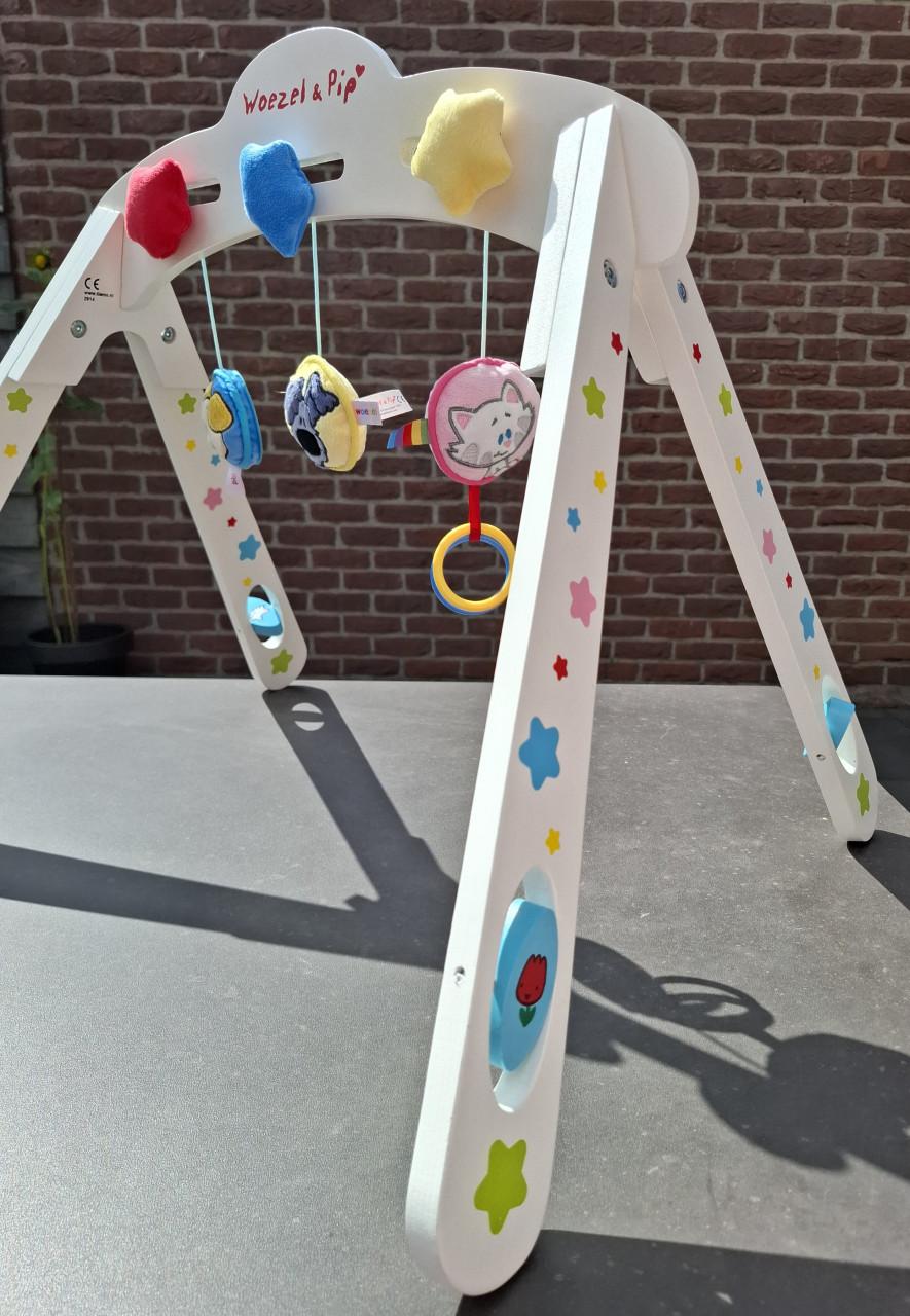 Kidsmill kinderstoel, wipstoel 'Kees', Woezel & Pip muziekmobiel en babygym