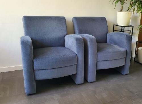 Fauteuil 2 st Blauwe stof
