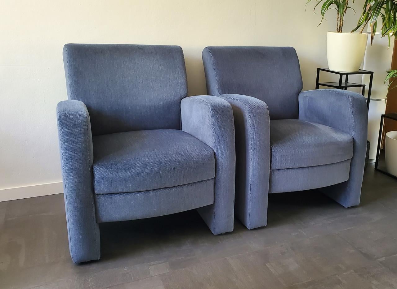 Fauteuil 2 st Blauwe stof