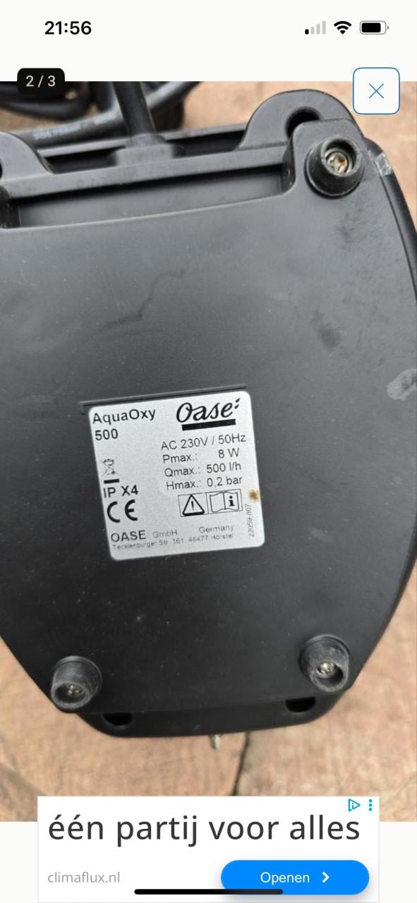 Te koop nieuw in doos oase lucht pomp aqua oxy 500