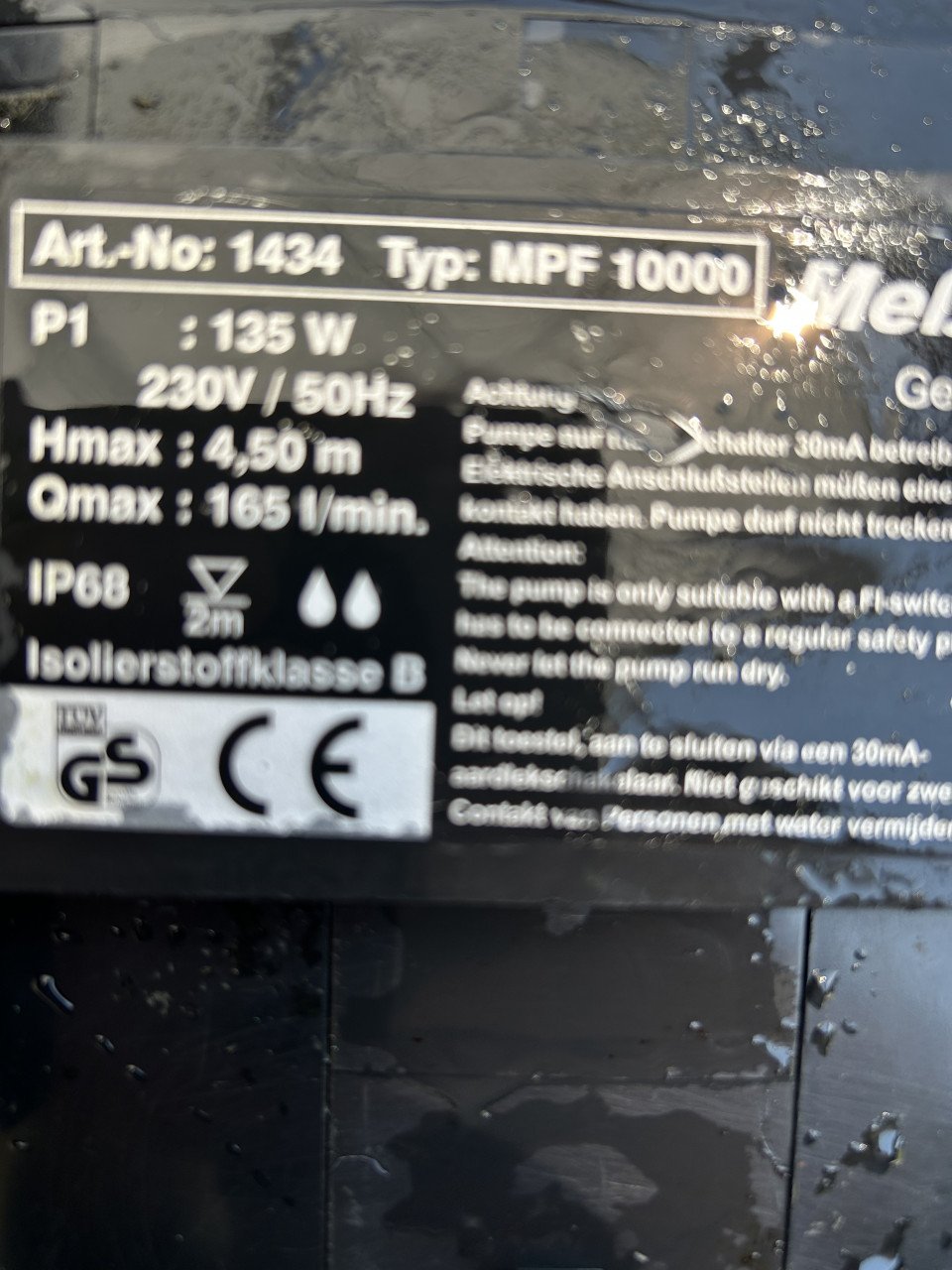 Te koop Messner mpf 10000 sterke en zuinige Vijverpomp en 10000 lpu