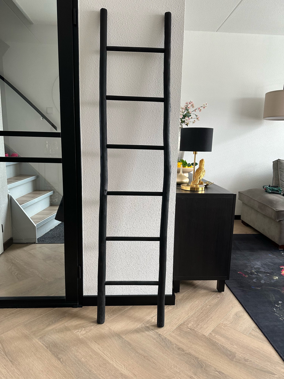Zwarte decoratieladder (hout)