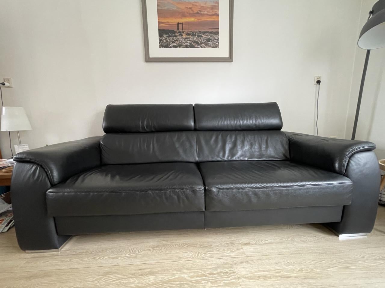 3 zitsbank zwart leder