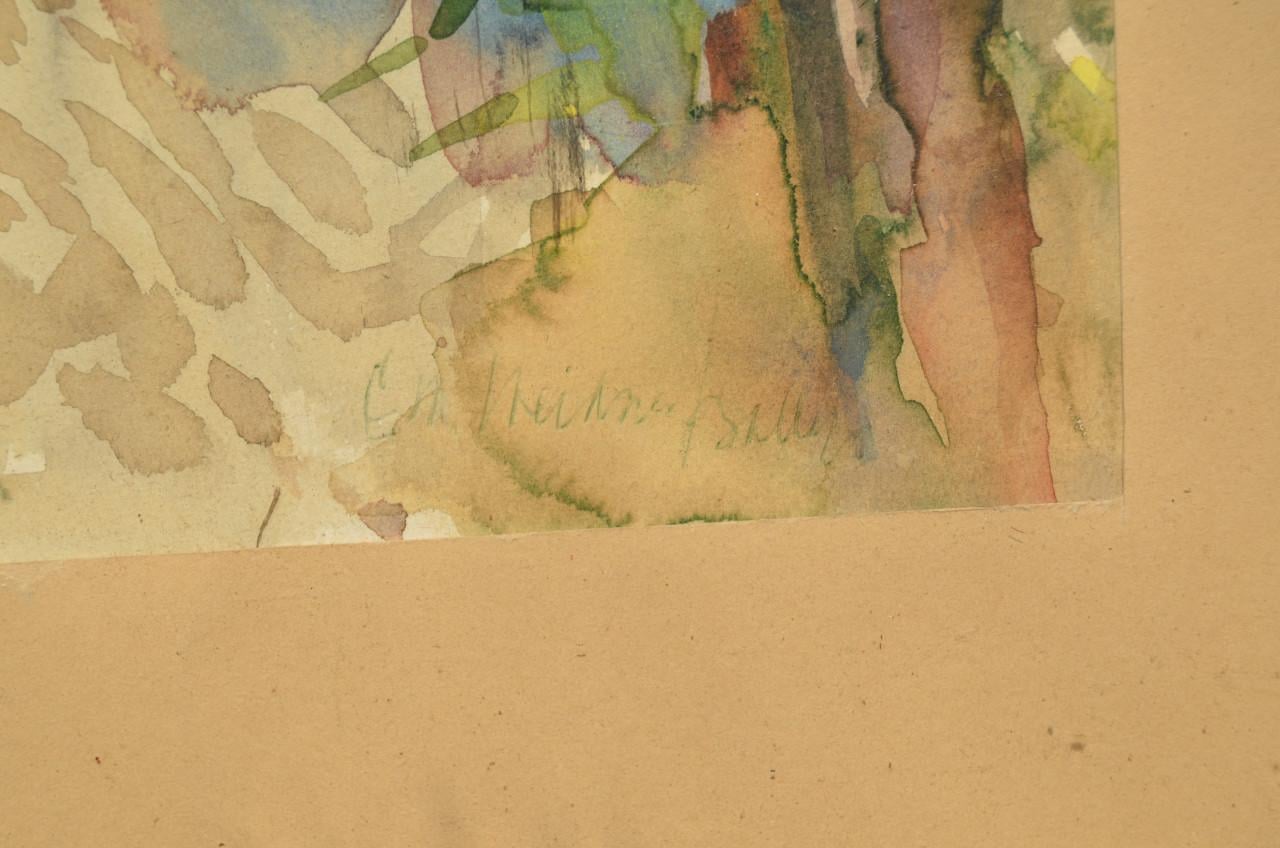 Aquarel Herfstbos aan het water C. Weidner Ballego