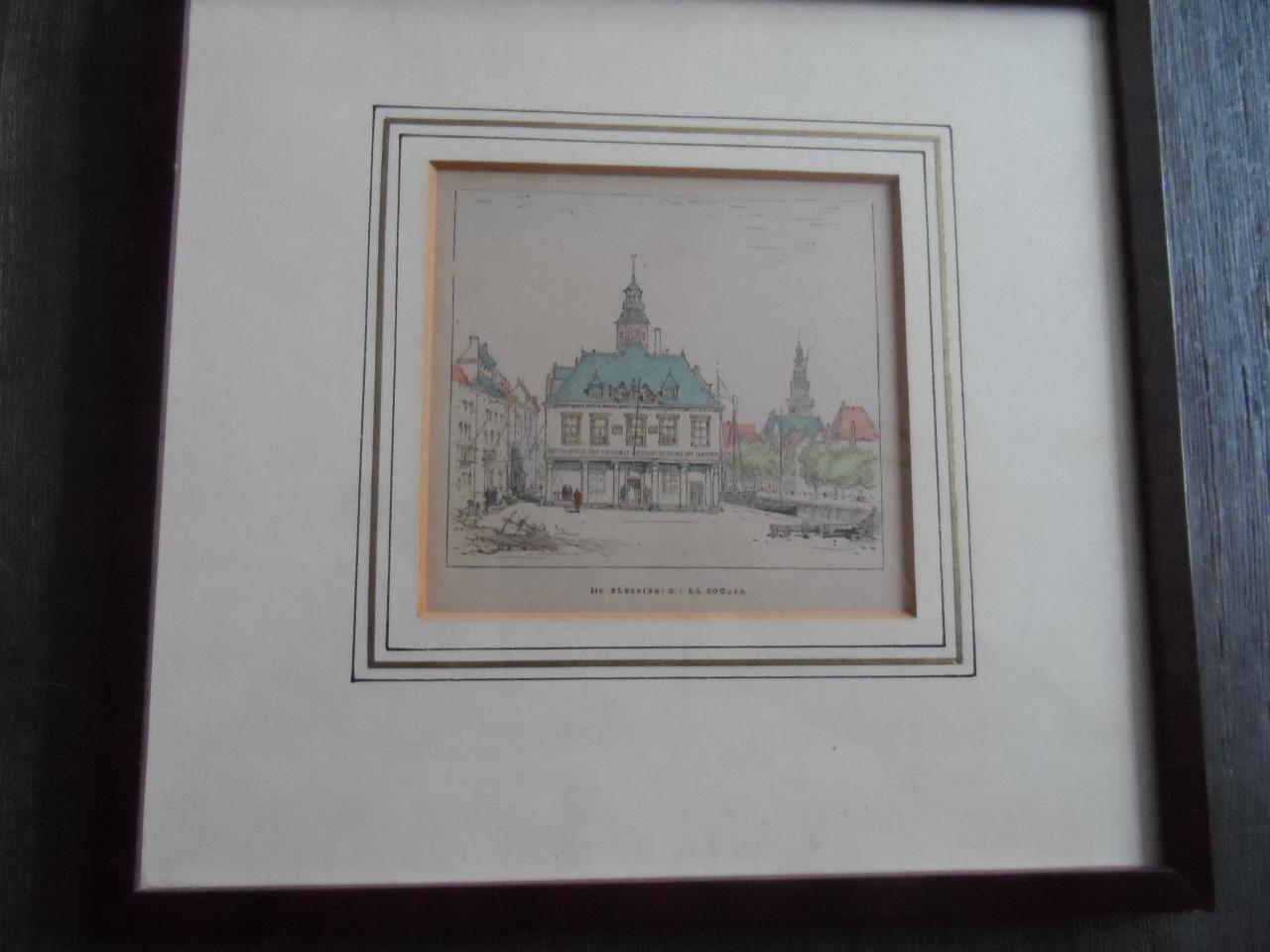 Houtgravure De Beurs in Vlissingen 1881