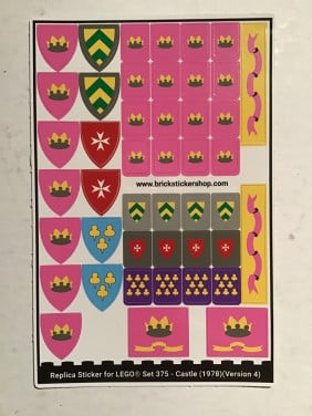 Lego 375 geel kasteel (ALLEEN STICKERVEL nr4)