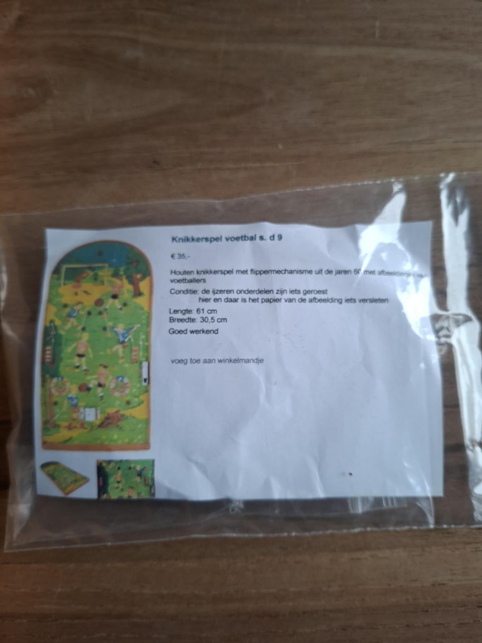 Houten knikkerspel voetbal jaren 60