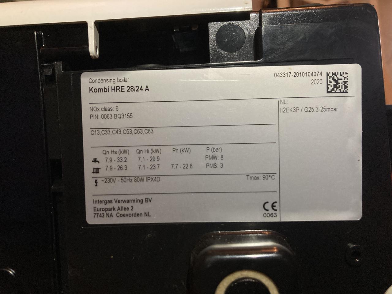 Intergas Combi HRE 28/24 CV ketel