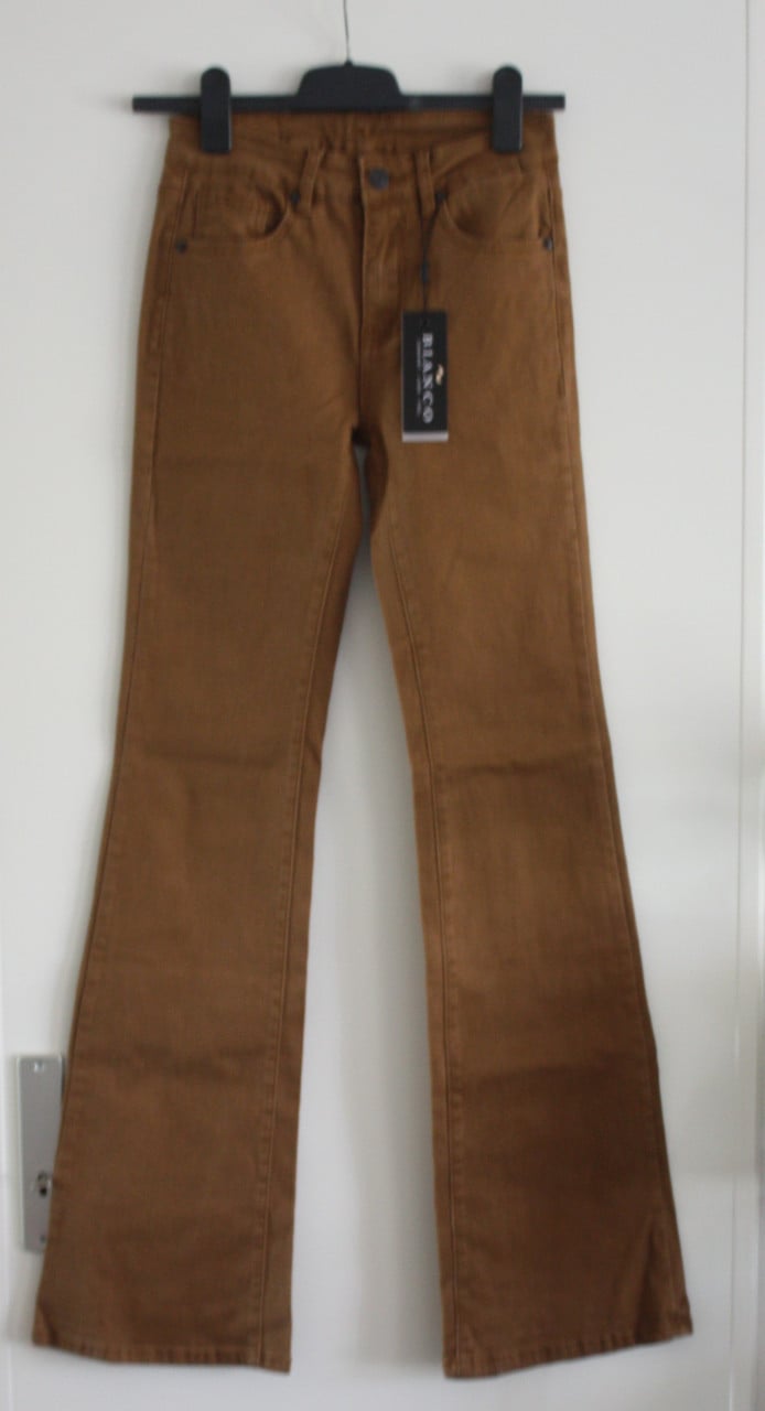 Nieuwe bruine flared wijde pijpen broek  maat 34