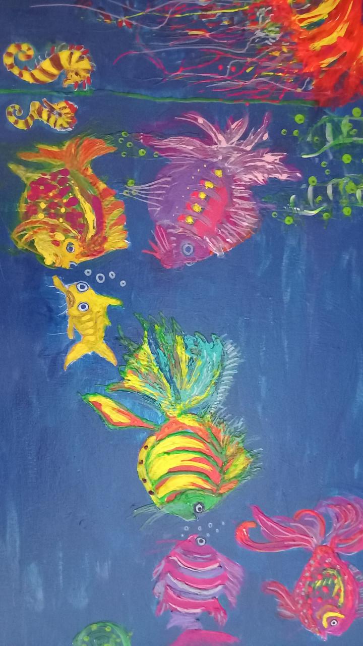 Fantasy vissen schilderij