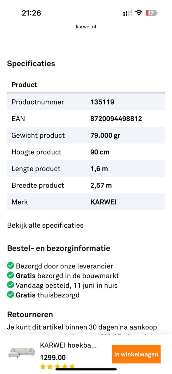 Lekkere hoekbank