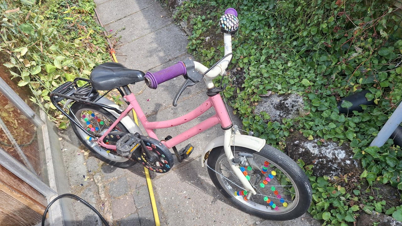 Roze meisje fiets 16 inch opknapperje.