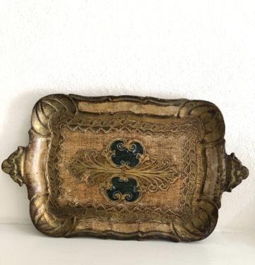 Mooi klein brocante Italiaans Florentijns houten dienblad