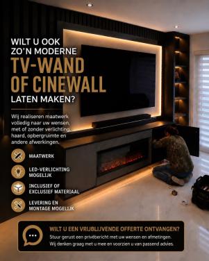 TV-Wand / Cinewall Op Maat | Inclusief Montage