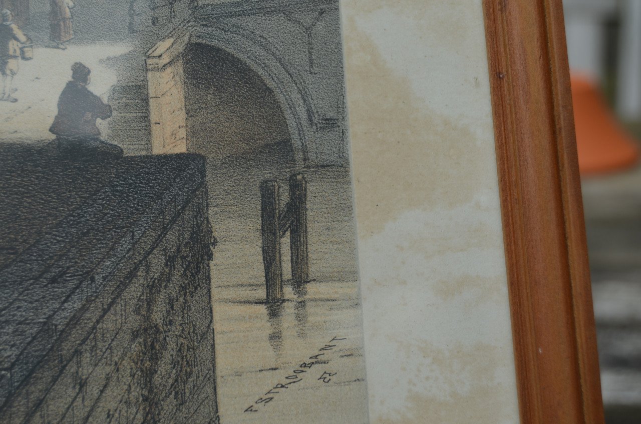 Belgische lithografische prenten van gebouwen (2)