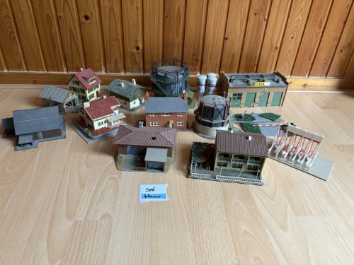 Set huisjes voor de modelspoorbaan H0 set blauw