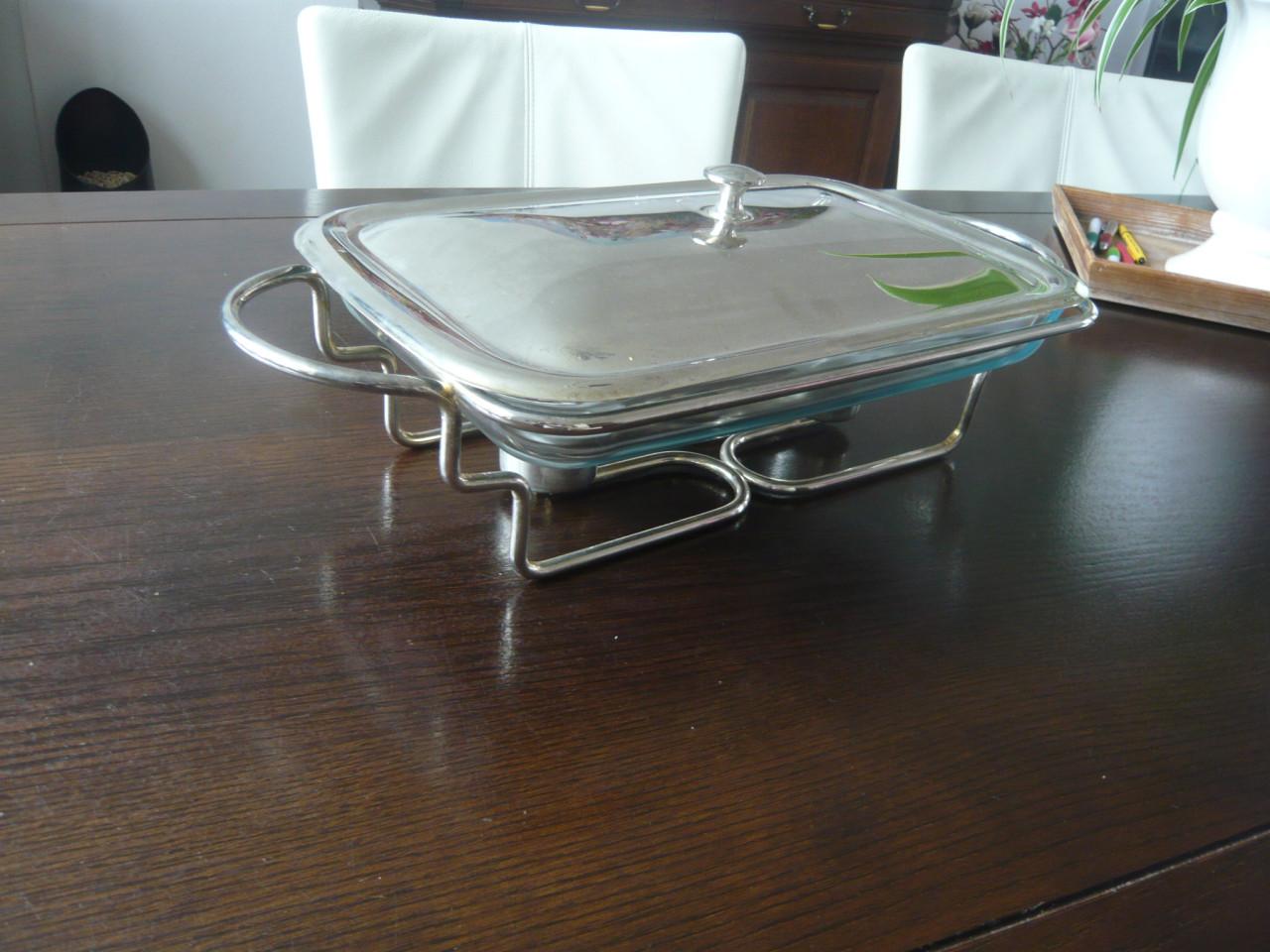 Warmhoud schaal / Rechaud zilver.