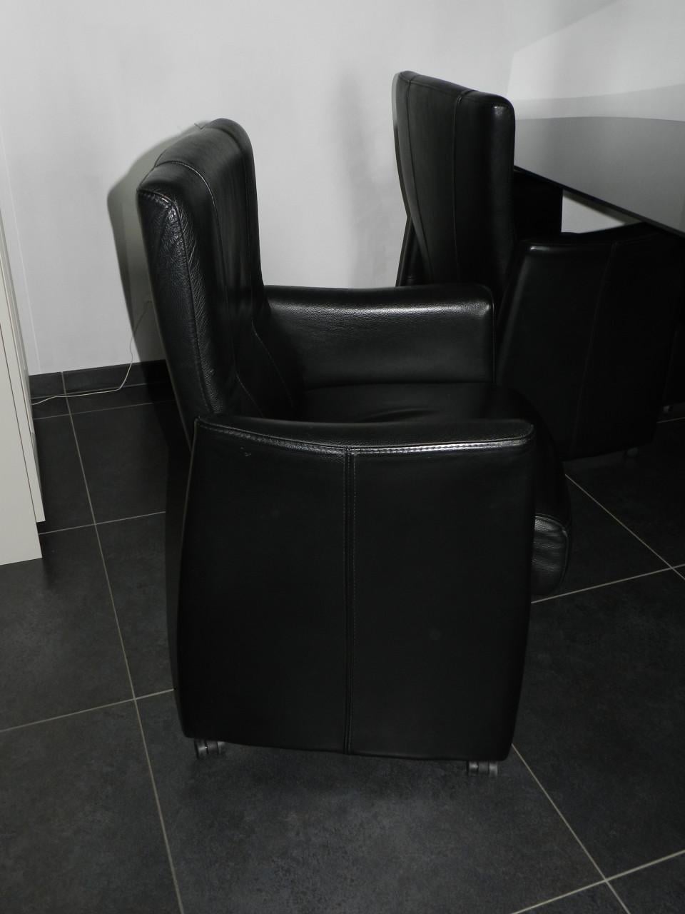 Lederen eethoek stoelen verstelbaar op wieltjes